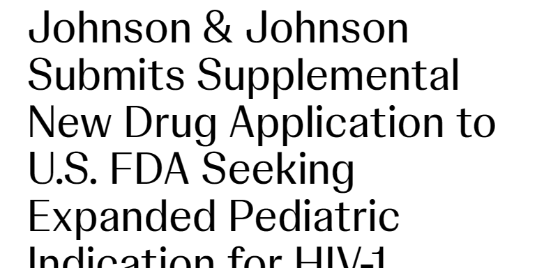 强生公司研发抗HIV-1药物：达芦司他新版本可治疗儿童