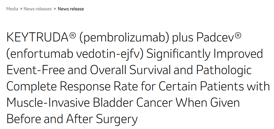 帕博利珠单抗联合维恩妥尤单抗在MIBC围手术期治疗中表现优异