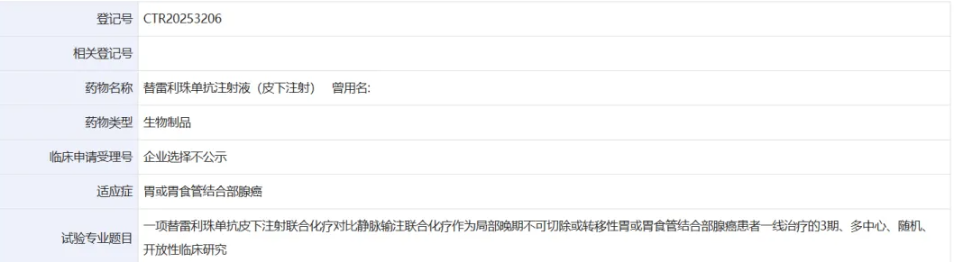 百济神州PD-1抑制剂替雷利珠单抗皮下注射启动Ⅲ期临床试验