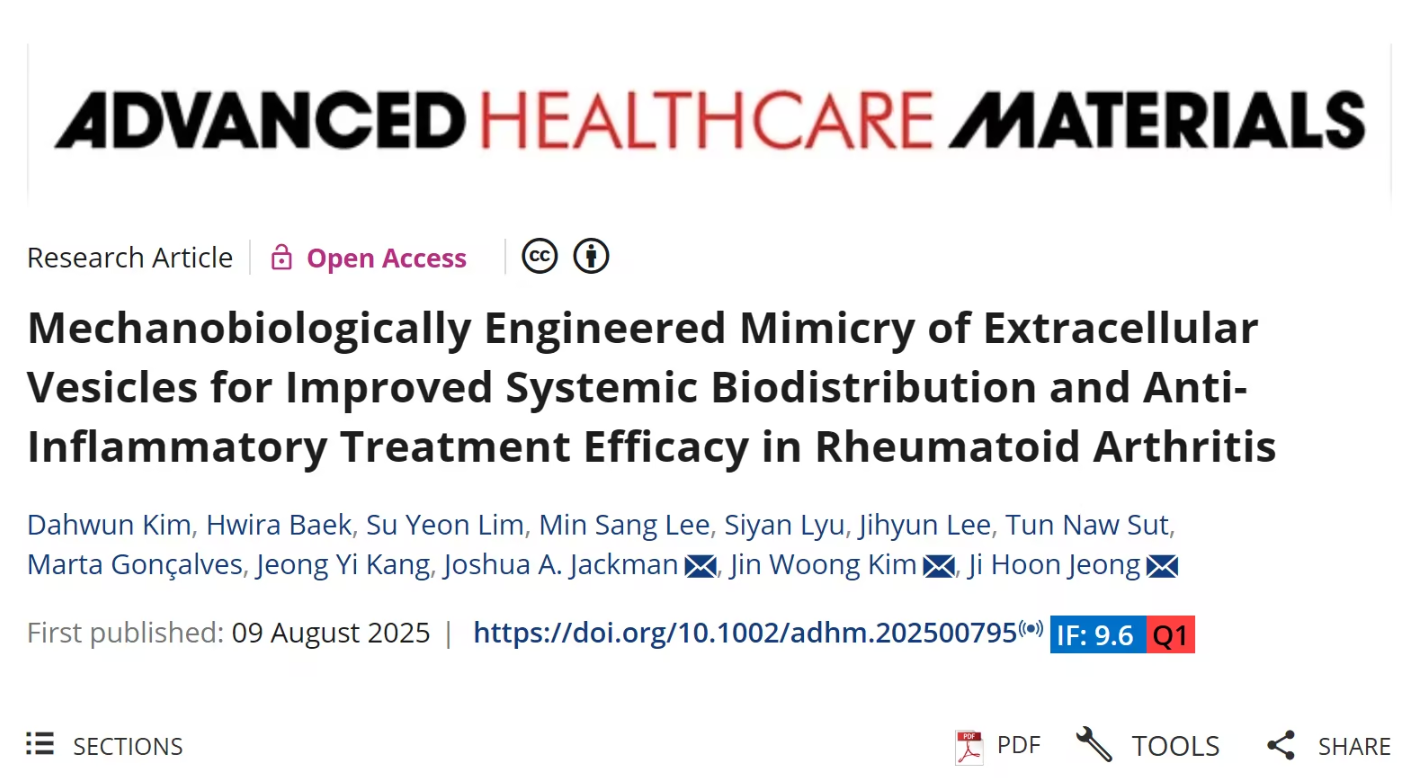 全球聚焦类风湿关节炎靶向治疗，Tri-ARTEX递送系统带来新突破