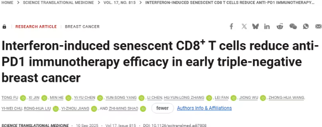 烟酰胺单核苷酸（NMN）助力抗肿瘤免疫治疗：恢复早衰T细胞功能显著提升疗效