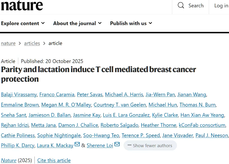 生育与哺乳对乳腺癌风险的影响：新研究揭示免疫机制