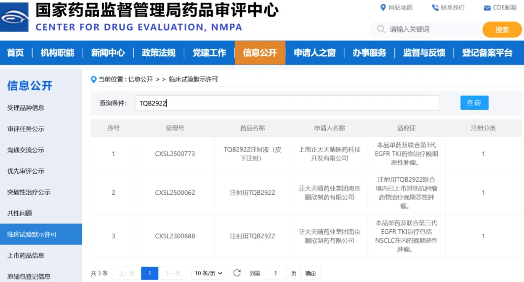 正大天晴创新药TQB2922（皮下注射剂）获临床试验默示许可